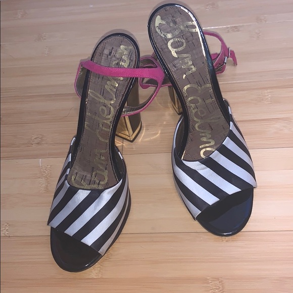 Sam Edelman Odetta Striped Block Heels - Picture 2 of 3